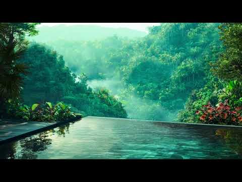 🌿8 Hours Tropical Swimming Pool Ambience - Relaxing Sound Of Nature