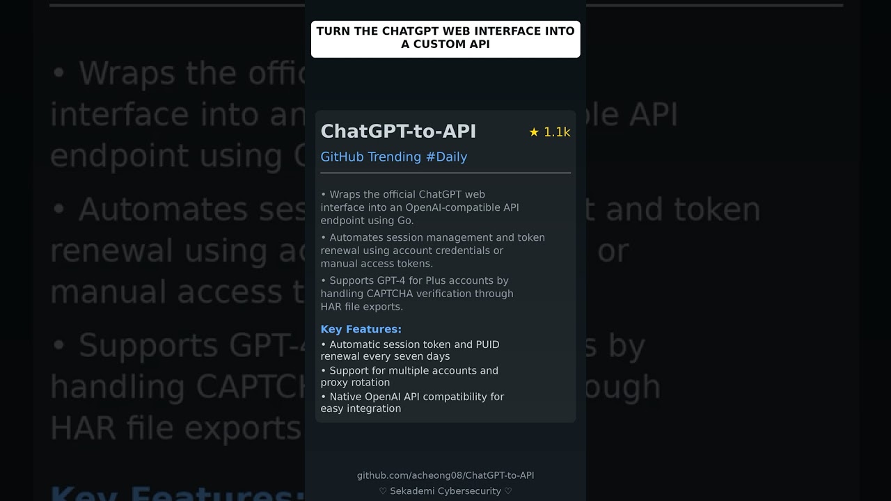 GitHub Trending Repositories: acheong08/ChatGPT-to-API 🇬🇧