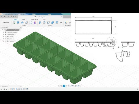 Autodesk fusion 360 tutorial ice cube tray with drawing