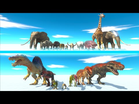 MODERN MAMMALS Team vs CARNIVORE DINOSAURS Team - Animal Revolt Battle Simulator ARBS
