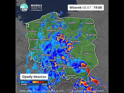 ⚠️🌀 Komunikat Instytutu Meteorologii i Gospodarki Wodnej + Prognoza godzinowa opadu #imgw