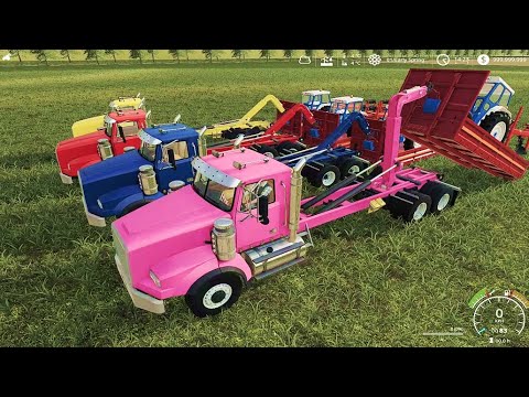 Truck Of Colors! Trucks Loading Trailer For Transport Tractor | Farming Simulator 19