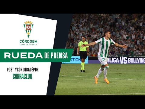 Christian Carracedo, tras marcar en el Córdoba-Deportivo