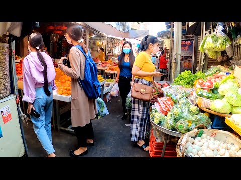 Phnom Penh Fresh Market - Cambodian Food Market Tour @Olympic Market, Street Food