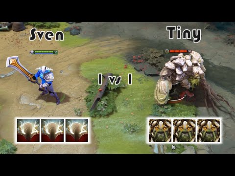 Sven (God's Strength) vs Tiny (Growing) | Same items | 1 vs 1 Strength Battle😱😱 | Who win?