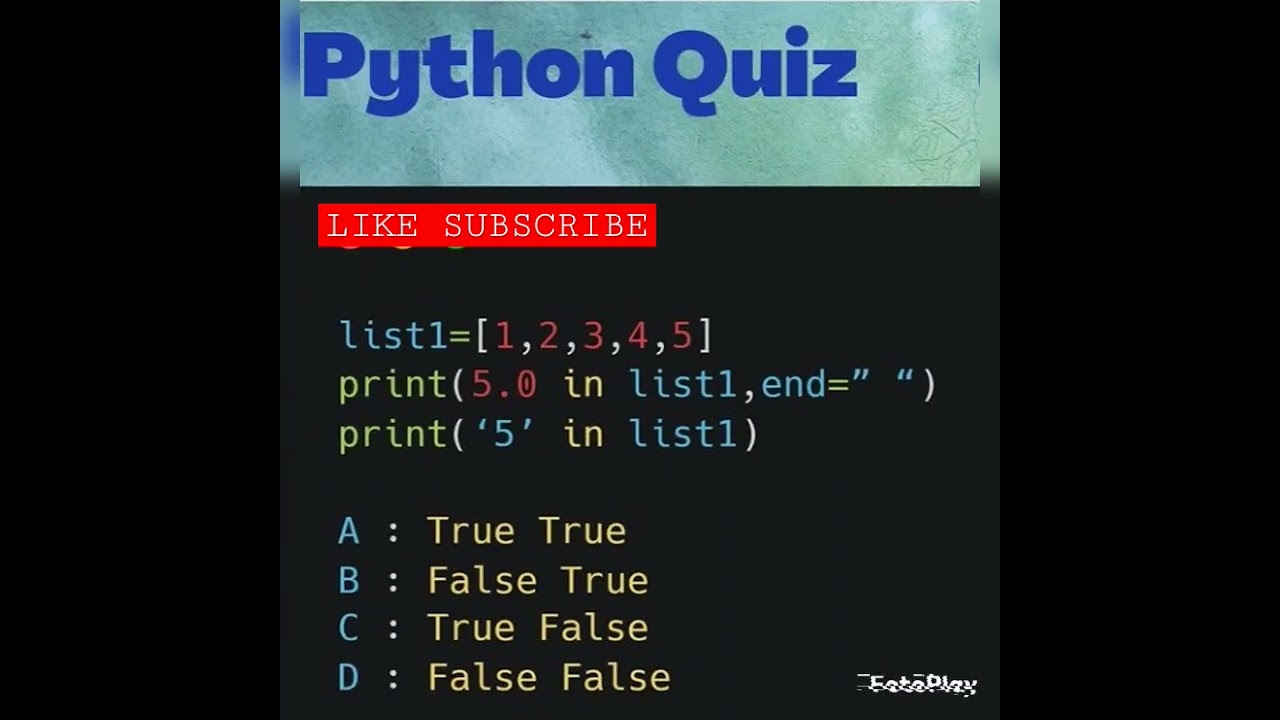 PYTHON PROGRAMMING QUIZ | 🧑‍🏭 #python #blockchain #machinelearning #iot #datascience #ai #cod