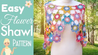 Never Ending Flower Shawl Crochet 🌸 Easy Crochet Floral Shawl Tutorial
