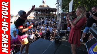 Lorenz Büffel (4k) mit Freundin Carolina Noeding ´Hinsetzten´ Johnny Däpp #BulleALARM Megapark