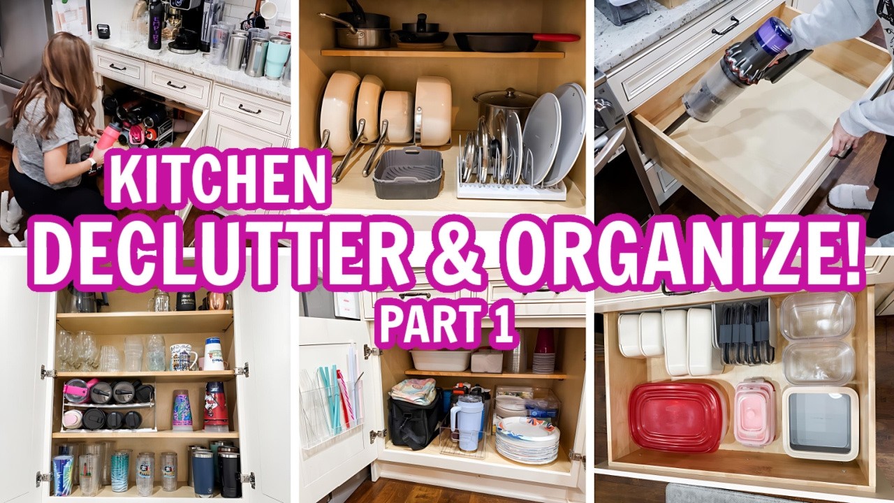NEW! CLEAN, DECLUTTER, & ORGANIZE KITCHEN PART 1 | DEEP CLEANING MOTIVATION