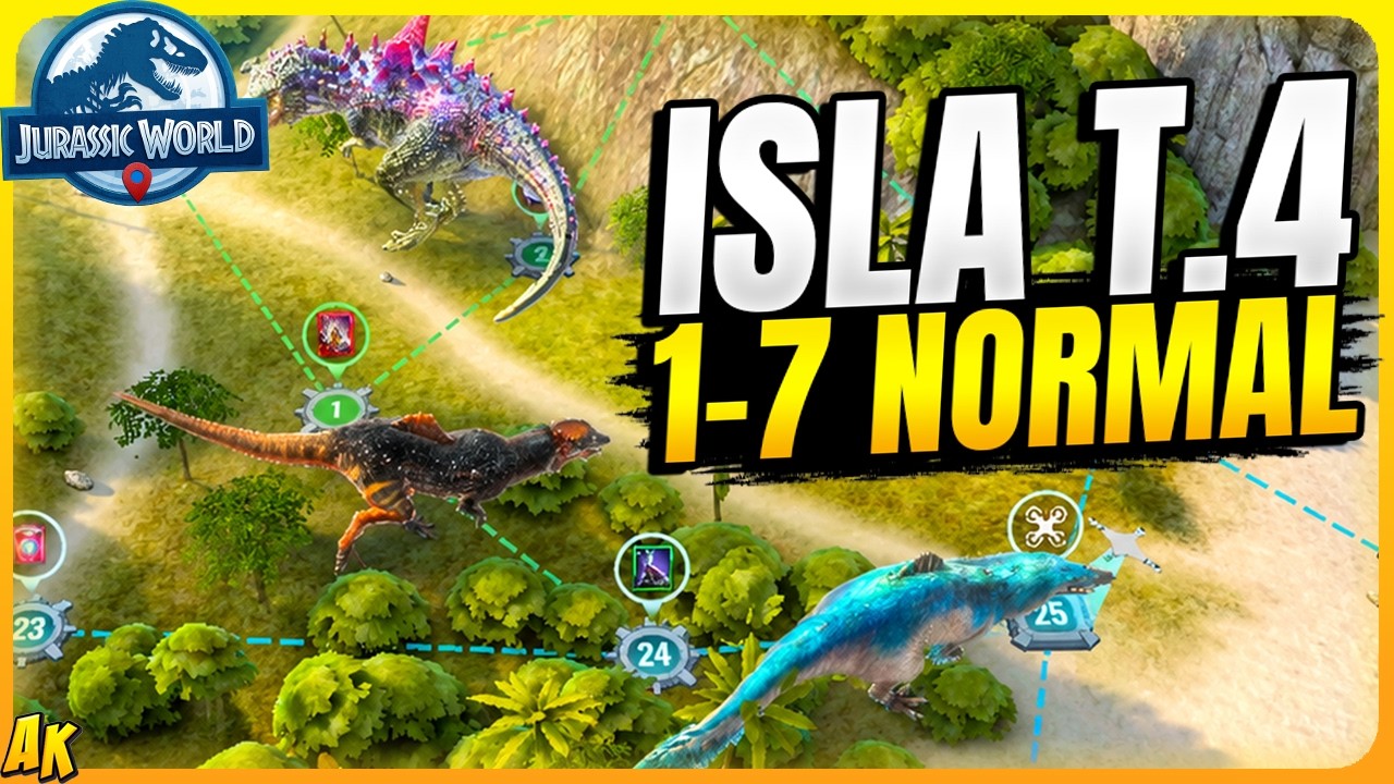 ISLA de las PRUEBAS T.4 // Nodos 1 - 7 Modo Normal [Guia Jurassic World Alive]