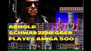 Arnold Schwarzenegger playing GODS on AMIGA 500 Plus