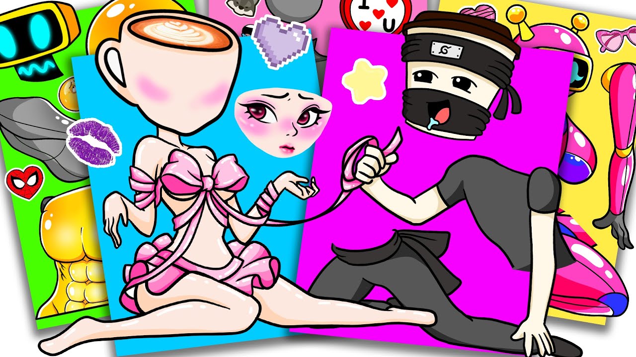 [Paper DIY] Ballerina × TungTung, Ballerina × Assassino – Brainrot Sexy Couple Love 🤯 | Sticker Book