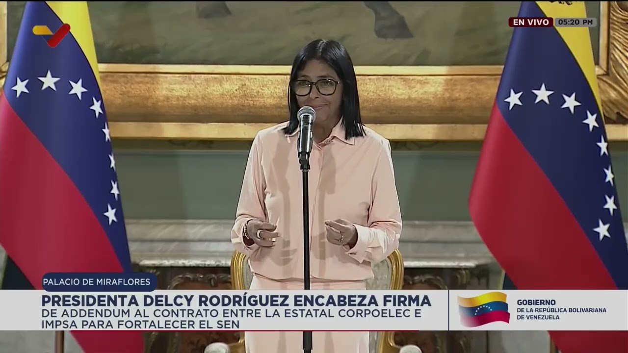 Delcy Rodríguez lidera firma de acuerdo entre Corpoelec y empresa argentina IMPSA, 12 agosto 2026