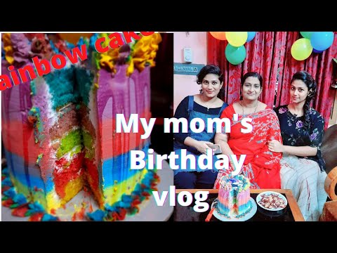 Rainbow  cake // mom' birthday  vlog// aneena vadakkethala