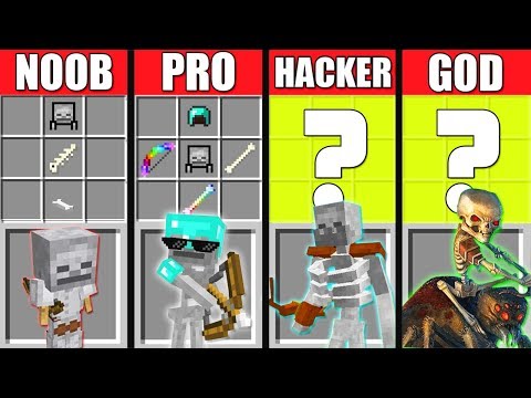 Minecraft Battle: NOOB vs PRO vs HACKER vs GOD: SKELETONS CRAFTING CHALLENGE minecraft Animation