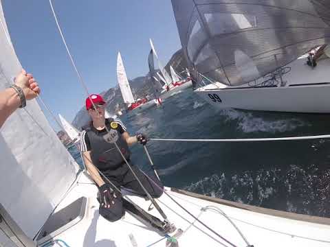 Jelignite, Crowded leeward mark rounding J24 Worlds 2018 Lake Garda Italy,