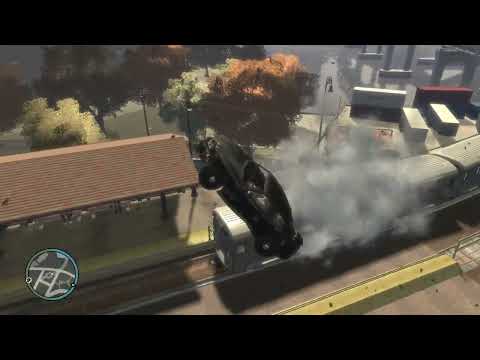 Train crash into cars Gta4