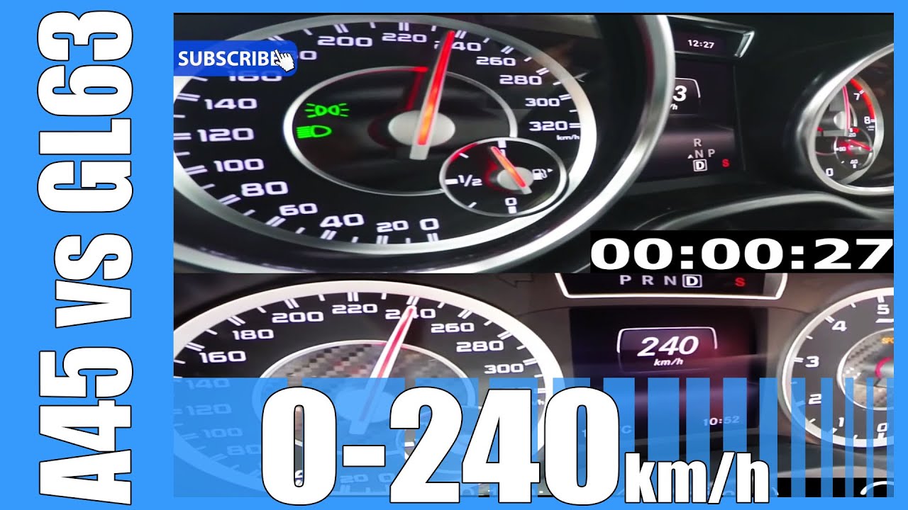 Mercedes GL63 AMG vs A45 AMG 0-240 km/h Acceleration BATTLE!