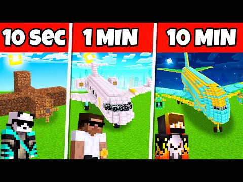 😱 10 Seconds vs 1 Hour - Airplane Build Challenge in Minecraft