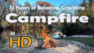 Crackling Campfire by River in HD 12 Hours of Relaxing Fireplace and Nature Sounds