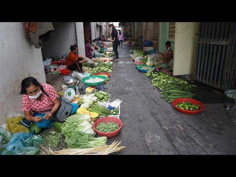 Morning Daily Activities of Vendor & Buyer @Phsa Toul Sangke - Many Different Varieties Food Selling