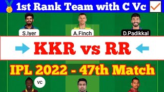 KKR vs RR 47th Match IPL 2022 Fantasy Preview, KOL vs RR Dream Team Today Match, RR vs KOL IPL Stats