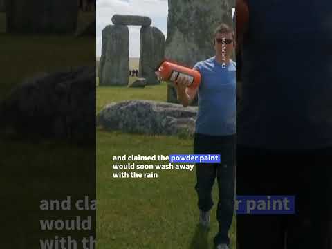 Video Thumbnail: Just Stop Oil activists spray Stonehenge with orange substance | AFP #shorts