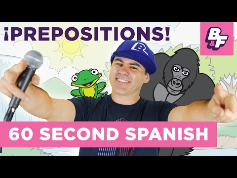 Learn Spanish prepositions with BASHO & FRIENDS - 60 Second Spanish - Dónde Está Chant