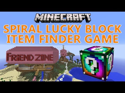 Janet and Kate - Minecraft: Spiral Lucky Block Item Finder Game / Mini-Game / Custom Map