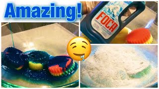Asmr Paste- Sponge Daddy💙Foca Detergent Liquid🤤Comet💫RINSE INCLUDED 😱MADE CRUMBLES!! HAND MIXING