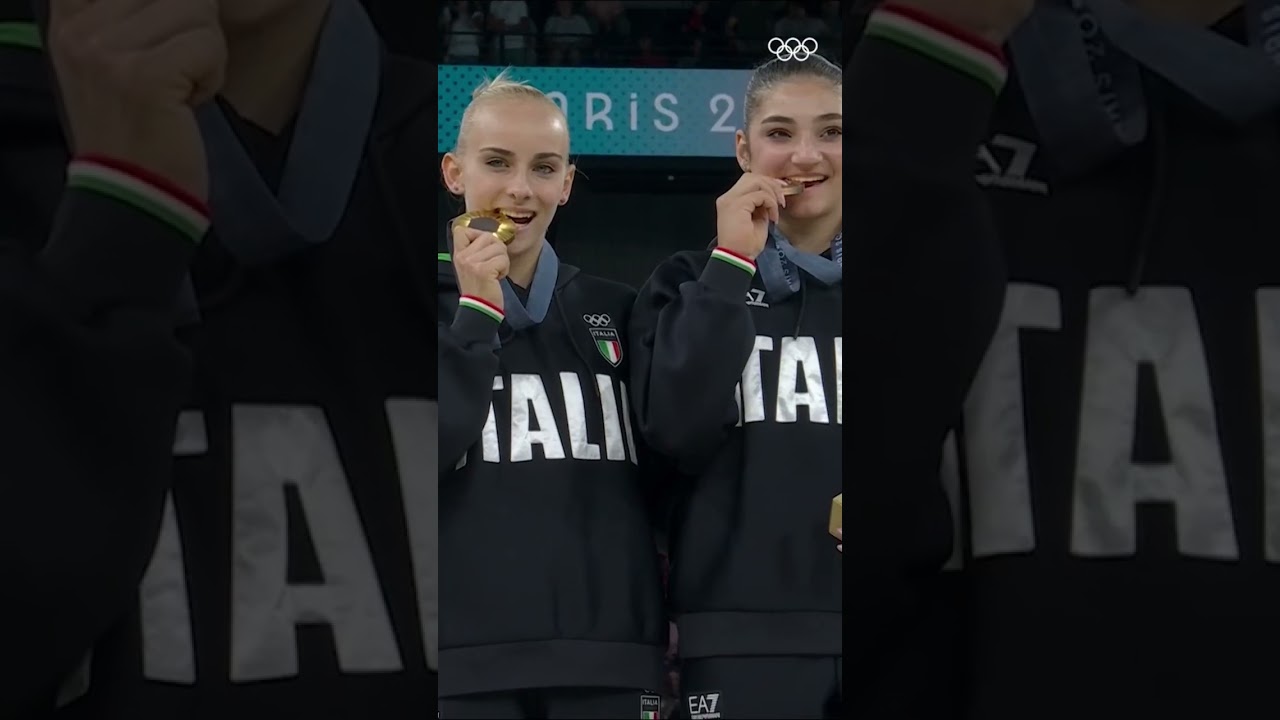 One of the most adorable podium moments from Paris 2024. 😍 #Olympics #Paris2024 #Sports