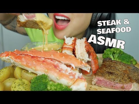 ASMR CHEESE FONDUE STEAK AND SEAFOOD KING CRAB LOBSTER...