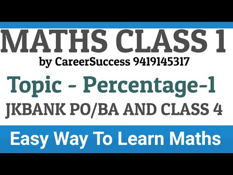 Maths Class||Percentage Part -1 || Imp For #Jkbank Po And Class 4| Best Tips and tricks for maths