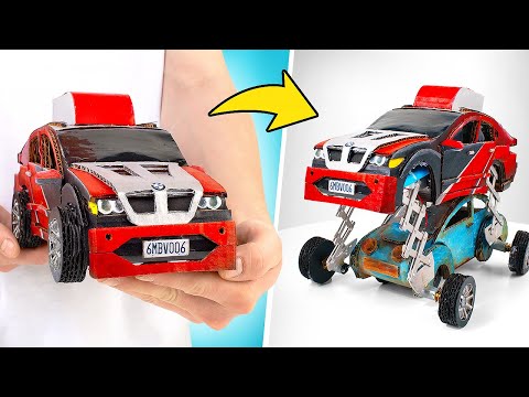 Diy cool cardboard car with elevating mechanism