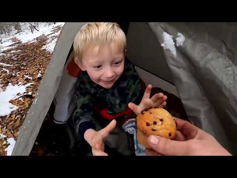 Outdoor Boys! Winter Camping in Desert Snow Storm - 2 Day Fishing Camp Catch and Cook