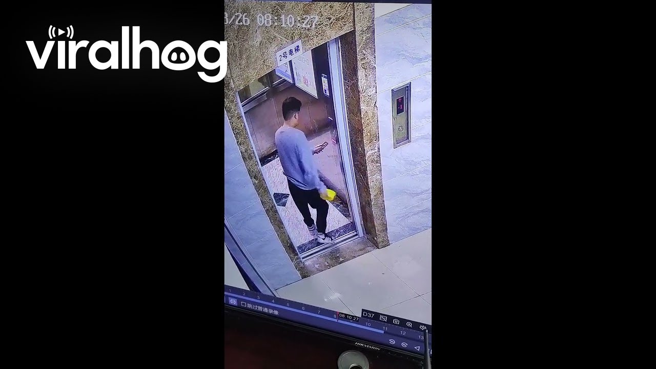 Man Drops Phone Into Elevator Shaft Gap || ViralHog