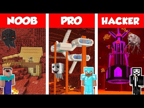 Minecraft NOOB vs PRO vs HACKER: MODERN NETHER HOUSE BUILD CHALLENGE in Minecraft / Animation