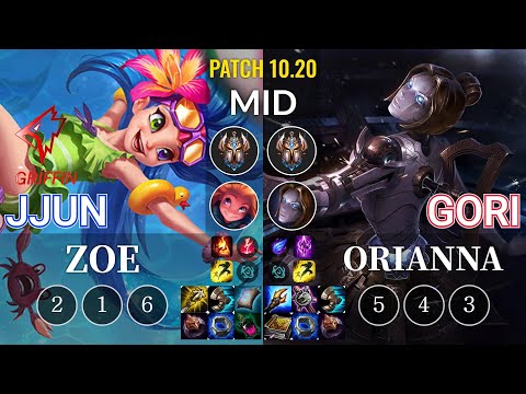 GRF jjun Zoe vs Gori Orianna Mid - KR Patch 10.20