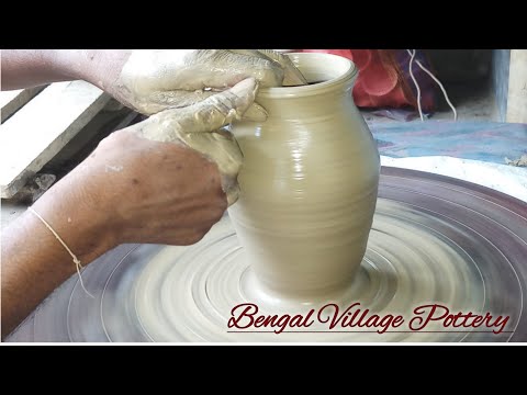 Making  a clay  Pottery water pot on the wheel | pottery land |