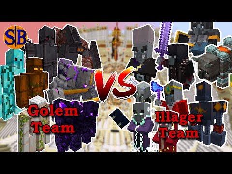 Ultra Golem Team vs Illager Team | Minecraft Mob battle