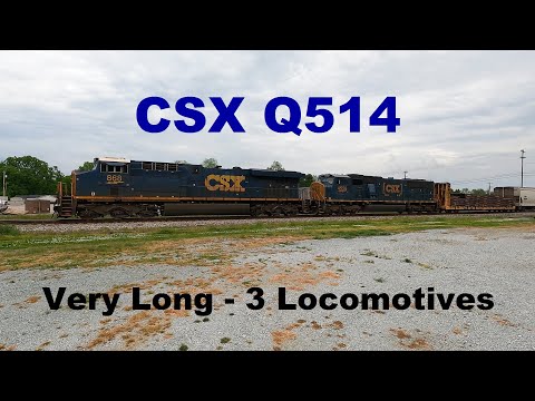 Very Long Train, Only Three Locomotives - CSX Q514 with 868, 4558 & DPU 895