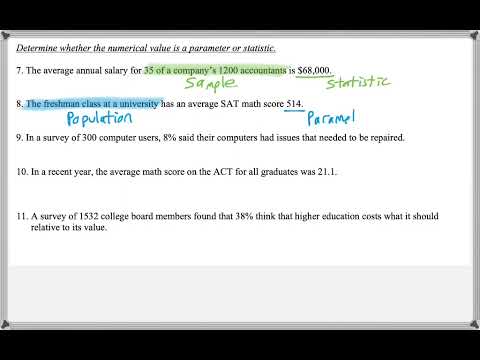 Math 209 : 1.1 #8, #9 (Statistics Tutorial : Parameter vs Statistic)