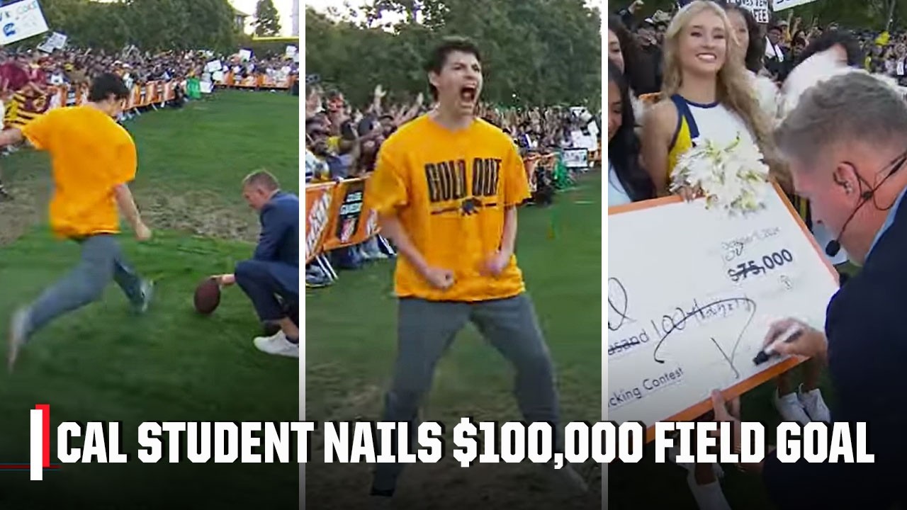 California Golden Bears student NAILS FIELD GOAL for $100,000 on College Gameday 🏈💰