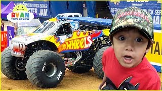 Ryan plays at Giant Monster Truck show for kids!!! video