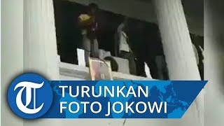 Video Detik-Detik Mahasiswa Sumatera Barat Turunkan Foto Presiden Jokowi dengan Cara Digantung