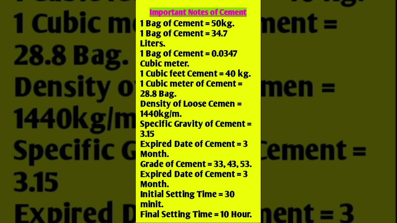 Most Important 📝Notes Of Cement । Interview Questions of Cement । #engineering #contractor#interview