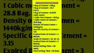 Most Important 📝Notes Of Cement । Interview Questions of Cement । #engineering #contractor#interview
