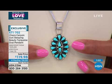 Chaco Canyon Zuni Sleeping Beauty Turquoise Oval Pendant