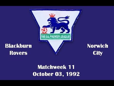 FA Premier League. Season 1992-93. Matchweek 11. Blackburn Rovers - Norwich City - 7:1. Highlights.