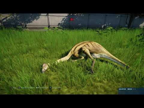 Jurassic World Evolution: Acrocanthosaurus pair vs the ornithomimids